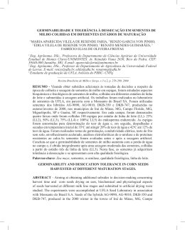 GERMINABILIDADE E TOLER&Acirc;NCIA &Agrave; DESSECA&Ccedil;&Atilde;O EM