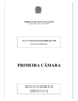 PRIMEIRA C&Acirc;MARA - Tribunal de Contas da Uni&atilde;o