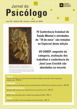 Jornal do Psic&oacute;logo, edi&ccedil;&atilde;o 96 - Conselho Regional de Psicologia