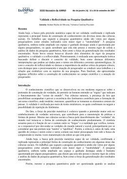 Validade e Reflexividade na Pesquisa Qualitativa Resumo