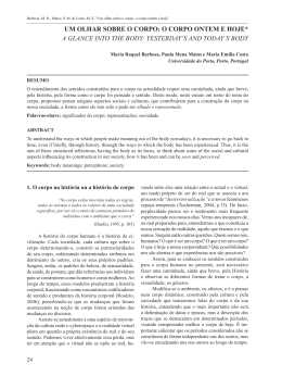 UM OLHAR SOBRE O CORPO: O CORPO ONTEM E HOjE