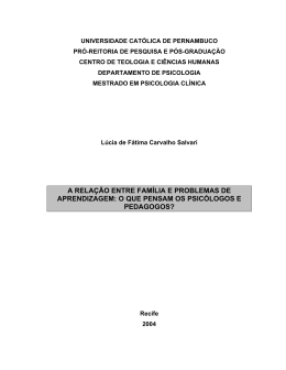 a rela&ccedil;&atilde;o entre fam&iacute;lia e problemas de aprendizagem