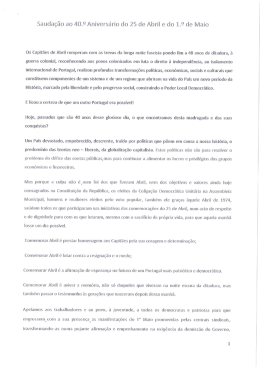 Saudação ao 25 de Abril e 1 de Maio