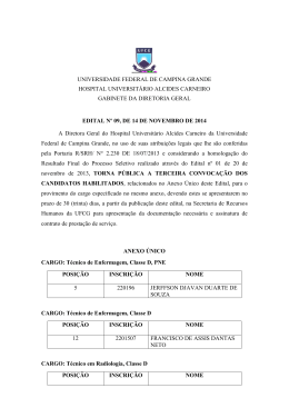 Edital N&ordm; 9 - CONVOCA&Ccedil;&Atilde;O DOS CANDIDATOS