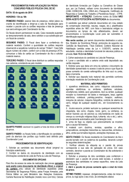 PROCEDIMENTOS PARA APLICA&Ccedil;&Atilde;O DA PROVA CONCURSO