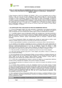 INSTITUTO FEDERAL DO PARAN&Aacute; EDITAL N&ordm; 15/2015 DA