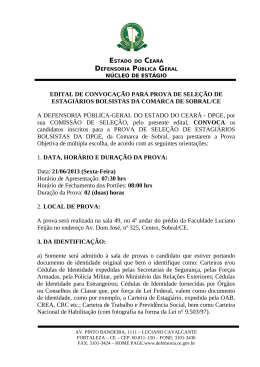 Edital 032013 - Convoca&ccedil;&atilde;o de Prova - Defensoria geral