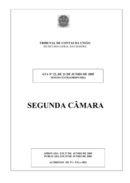 SEGUNDA C&Acirc;MARA - Tribunal de Contas da Uni&atilde;o