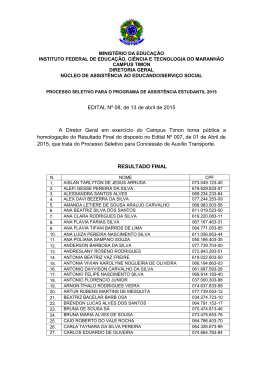 Resultado final do processo seletivo para