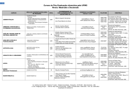 Endere&ccedil;o dos Programas de Mestrado/Doutorado