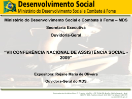 Rejane Maria de Oliveira - MINIST&Eacute;RIO DO Desenvolvimento Social