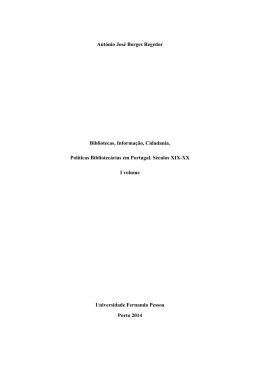 Ant&oacute;nio Jos&eacute; Borges Regedor Bibliotecas, Informa&ccedil;&atilde;o, Cidadania