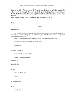 Documento 288 – Requerimento de Antonio José de Lima ao