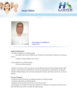Dr. Antonio José Milanezi CRM 47.919 Dados Profissionais