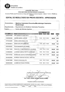 &Aacute;rea/Sub&aacute;rea: Medicina Veterin&aacute;ria Preventiva/Microbiologia