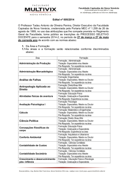 Edital n&ordm; 005/2014 O Professor Tadeu Antonio de Oliveira Penina