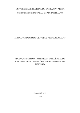 Finan&ccedil;as comportamentais: influ&ecirc;ncia de vari&aacute;veis psicofisiol&oacute;gicas