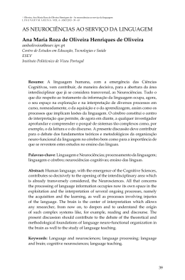 As neuroci&ecirc;ncias ao servi&ccedil;o da linguagem / Ana Maria Roza de