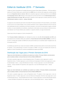 Edital do Vestibular 2016
