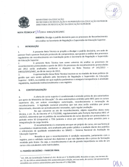 Nota T&eacute;cnica n&ordm; 548/2014 DIREG/SERES/MEC