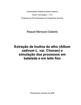 Extra&ccedil;&atilde;o de Inulina do alho - Universidade Federal de Santa Catarina