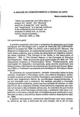 A ANALISE DO COMPORTAMENTO: O ESTADO DA ARTE