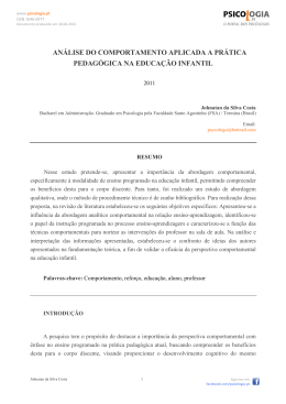 an&aacute;lise do comportamento aplicada a pr&aacute;tica pedag&oacute;gica na