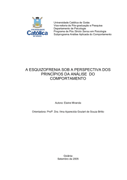 a esquizofrenia sob a perspectiva dos princ&iacute;pios da an&aacute;lise do