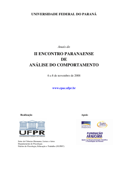 II ENCONTRO PARANAENSE DE AN&Aacute;LISE DO COMPORTAMENTO