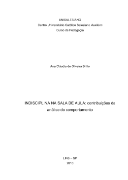 INDISCIPLINA NA SALA DE AULA: contribui&ccedil;&otilde;es da