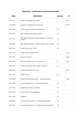 INOVAÇÃO, TECNOLOGIA E SUSTENTABILIDADE ISSN