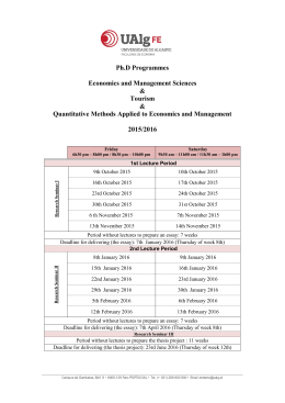 Ph.D Programmes Economics and Management Sciences