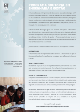 Departanento de Engenharia e Gestão