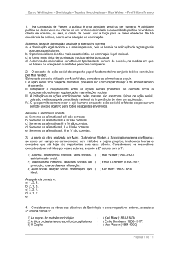 Sociologia – Teorias Sociológicas – Max Weber