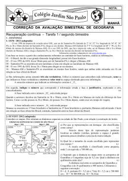 correção da avaliação bimestral de geografia