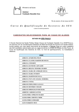 Rela&ccedil;&atilde;o Final dos Alunos Selecionados - Regi&atilde;o - EAD