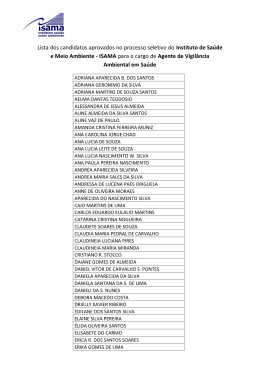 Lista dos candidatos aprovados no processo seletivo do