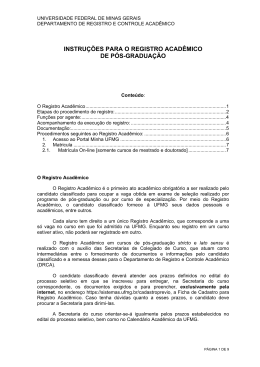 INSTRU&Ccedil;&Otilde;ES PARA O REGISTRO ACAD&Ecirc;MICO DE P&Oacute;S