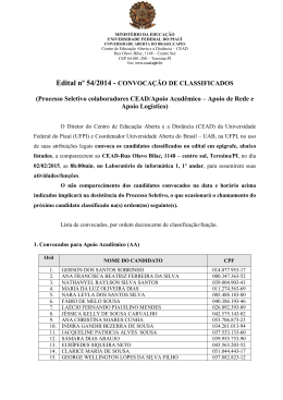 Edital nº 54/2014 - CONVOCAÇÃO DE CLASSIFICADOS (Processo