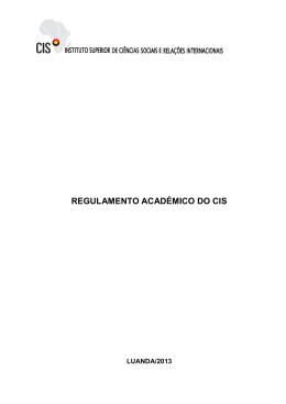 Regulamento Acad&eacute;mico - CIS - Instituto Superior de Ci&ecirc;ncias