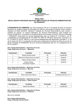 Resultado Edital 002-2015 - Campus Montanha