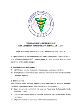 EDITAL 2015.1 - Liga Acadêmica de Fisioterapia Hospitalar da