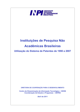 Institui&ccedil;&otilde;es de Pesquisa N&atilde;o Acad&ecirc;micas Brasileiras