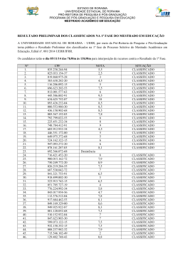 resultado preliminar dos classificados na 1&ordf; fase do mestrado em