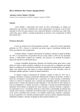 Breve hist&oacute;rico dos Censos Agropecu&aacute;rios Antonio Carlos Sim&otilde;es