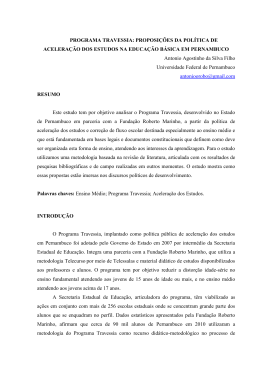 PROGRAMA TRAVESSIA: PROPOSI&Ccedil;&Otilde;ES DA POL&Iacute;TICA