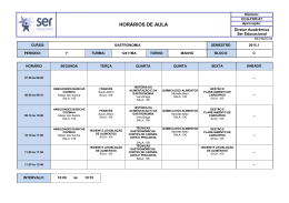 HOR&Aacute;RIOS DE AULA - Curso de Gastronomia