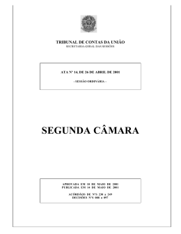 SEGUNDA C&Acirc;MARA - Tribunal de Contas da Uni&atilde;o