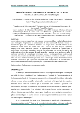 A RELAÇÃO ENTRE OS PROFISSIONAIS DE ENFERMAGEM E