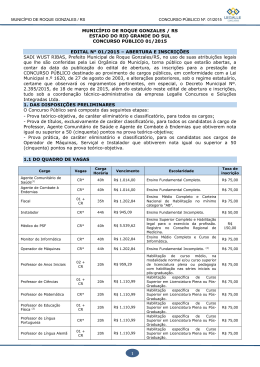Edital 001 2015 - Prefeitura Municipal de Roque Gonzales